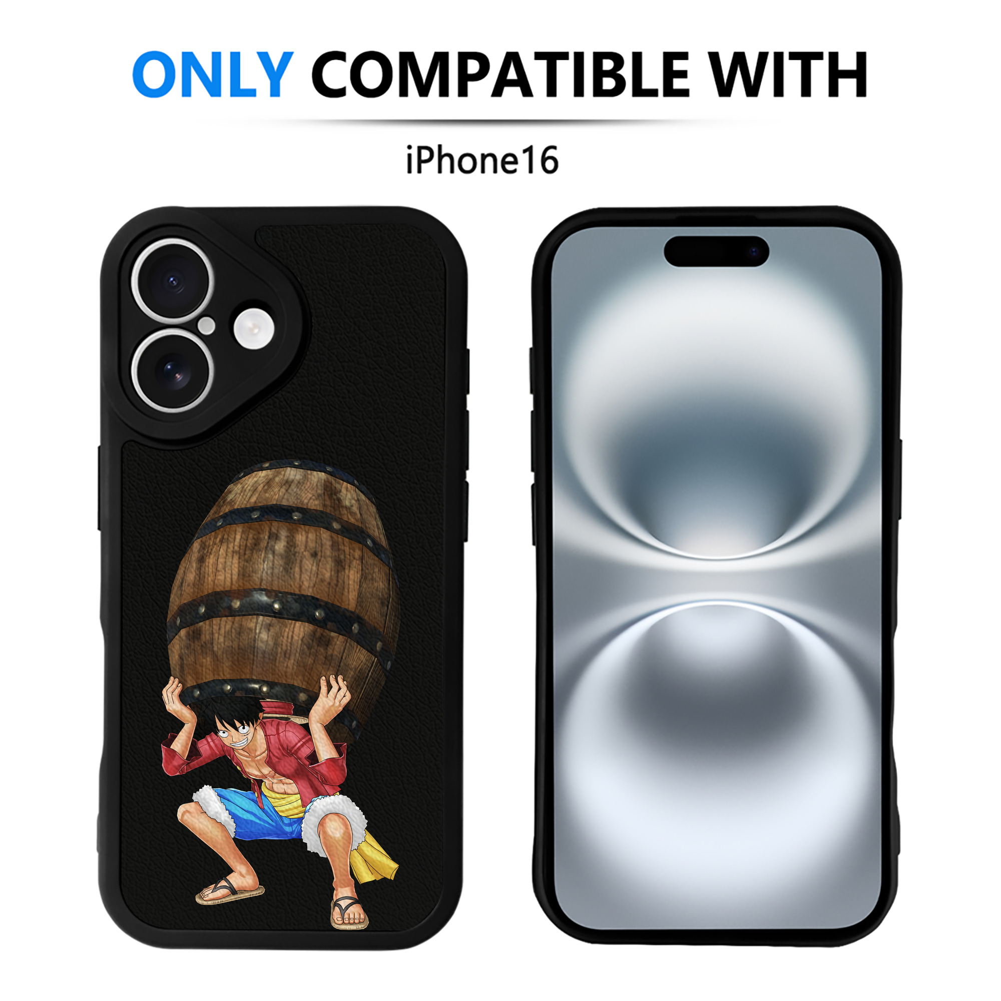 （画像用） ワンピース モンキー・D・ルフィ ONE PIECE Monkey D. Luffy 【iPhone 16シリーズ対応】シリコンスマホケース（レザー調） 材質：シリコン